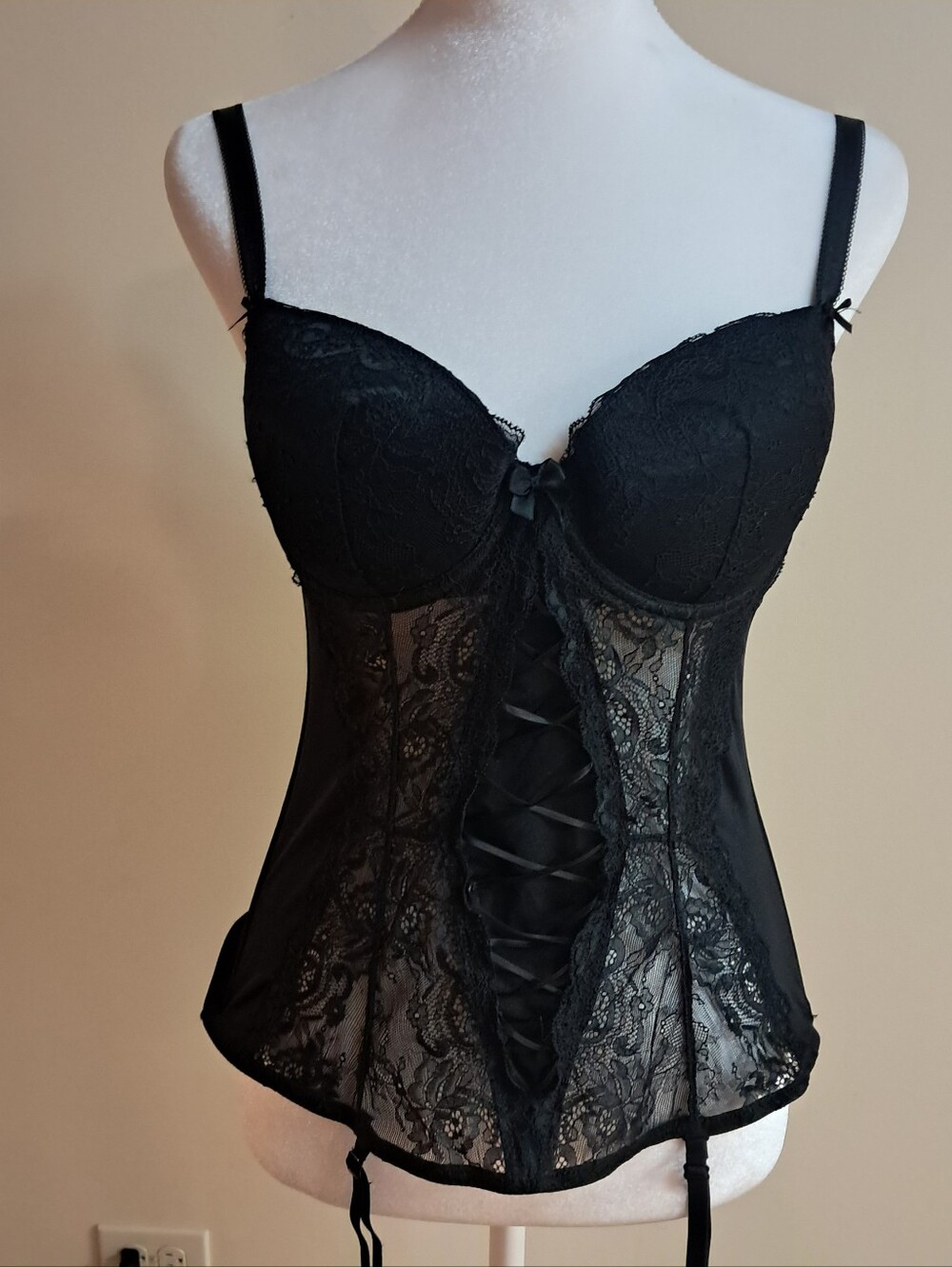 Yamamay Bustier Top Women's 36B Corsetry Lace Witchy Goth Emo Romantic